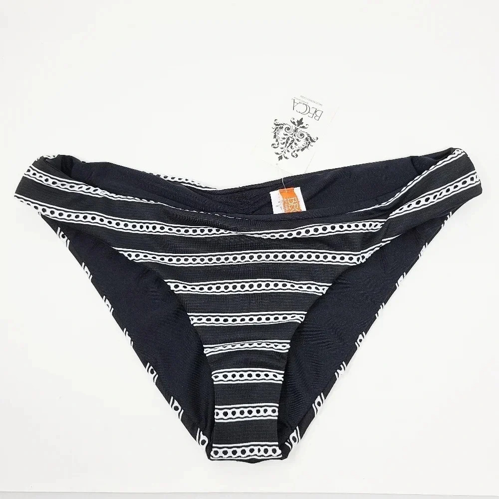 NWT Becca Black & White Hipster Bikini Bottoms XL